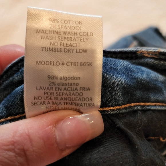 Black Label C'est toi stretch denim distressed mini skirt. Size small. - Picture 10 of 16